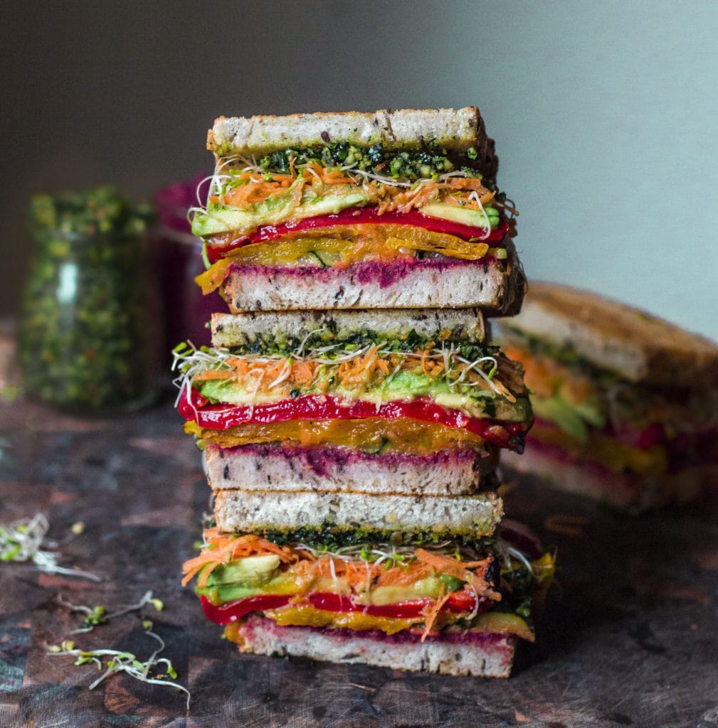 Rainbow roast vegetable sandwich - Rainbow Nourishments