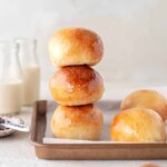 Stack of three vegan brioche buns