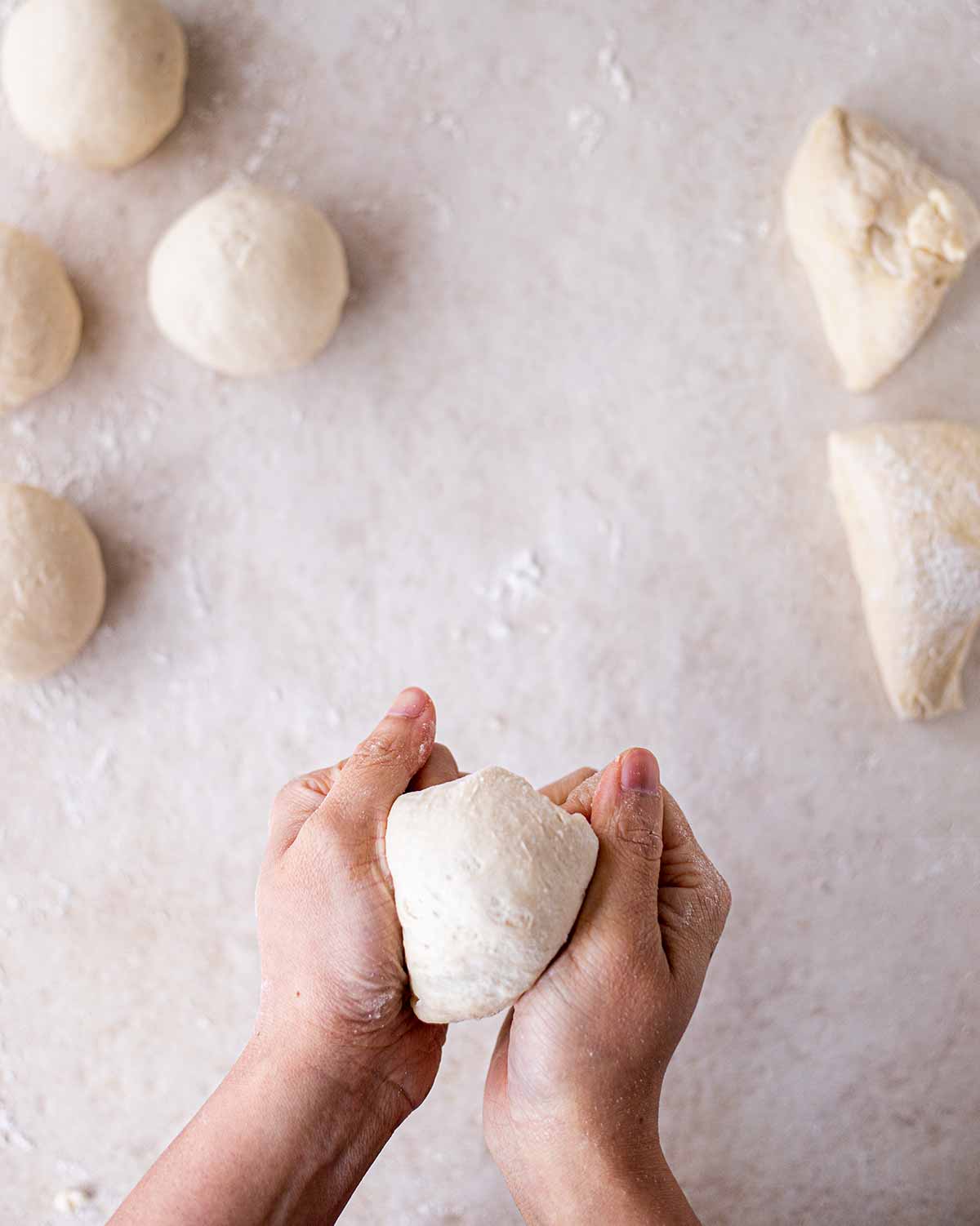 Image showing how to shape vegan buns.