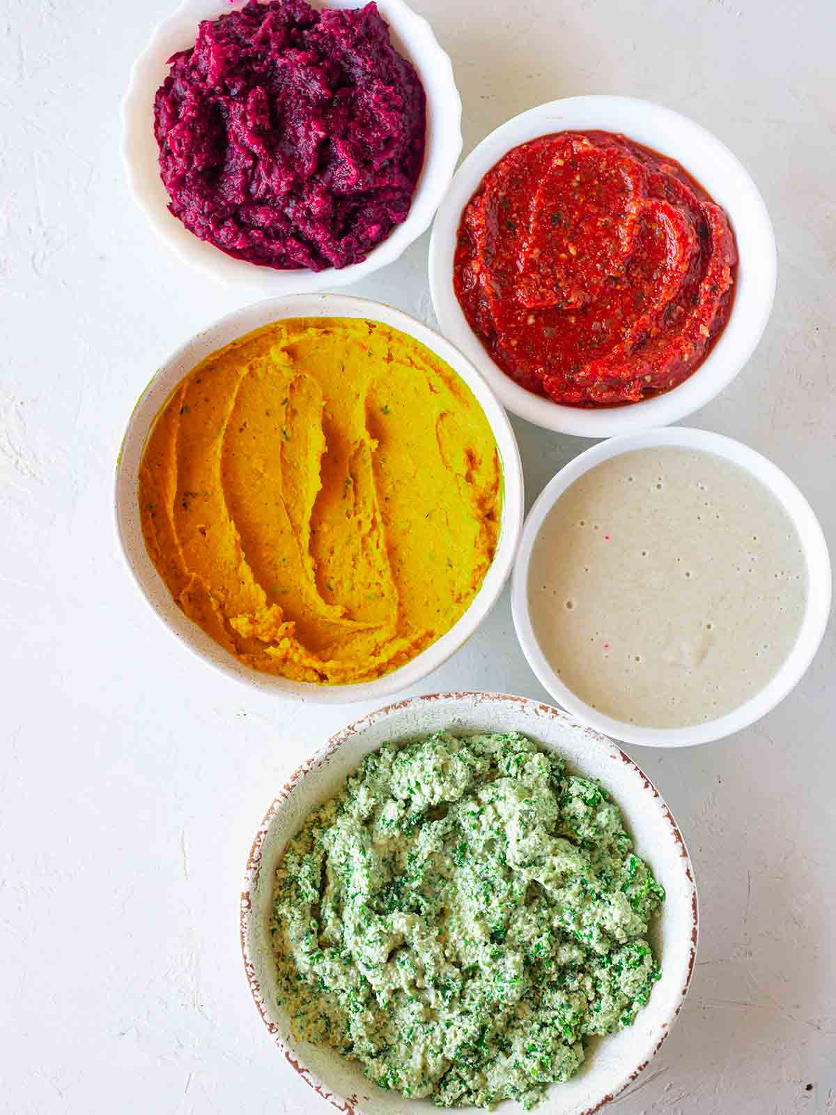 Flatlay of ingredients for the vegan rainbow lasagna.