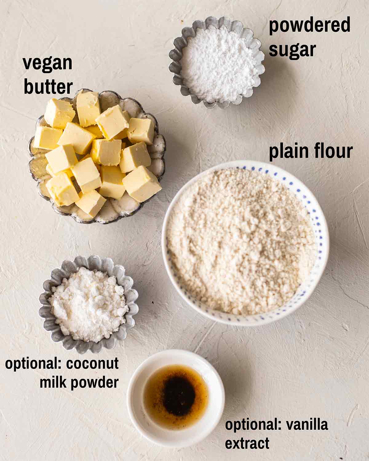 Flatlay of ingredients for the Chinese-style shortcrust.