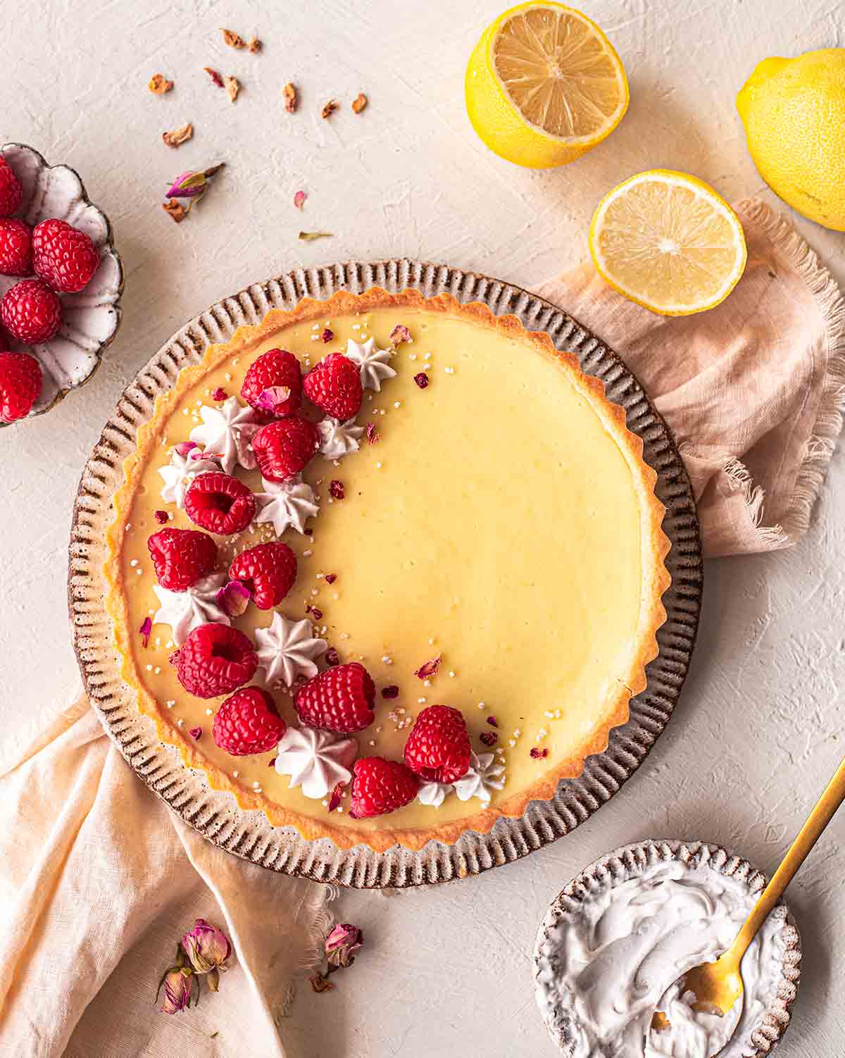 Overhead image of lemon tart.