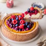baked vegan cheesecake with berries