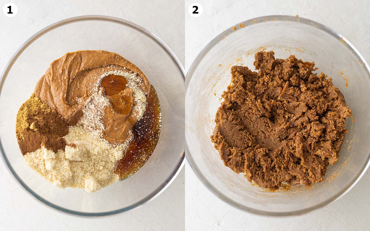 Vegan Ice Cream Sandwiches with Gingerbread Cookie Dough 4 Two image collage showing how to make the gingerbread cookie dough.