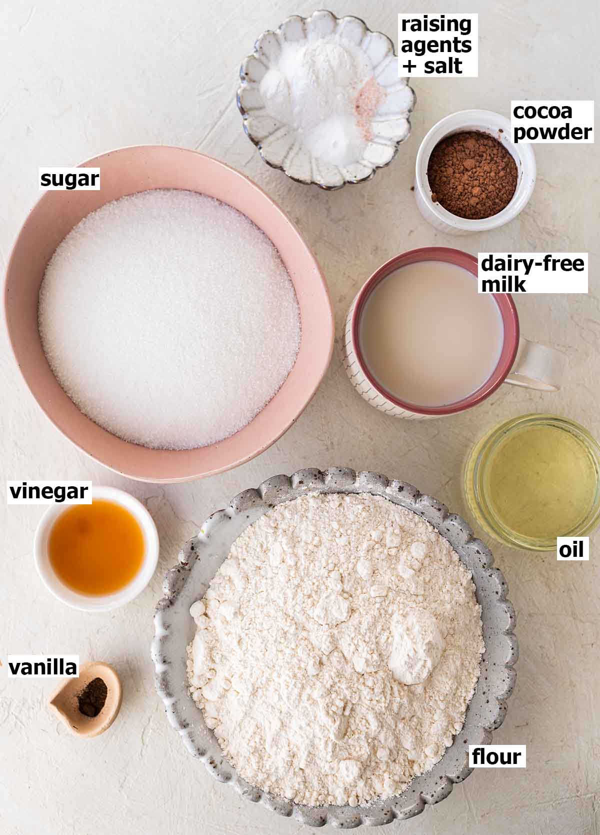 Flatlay of ingredients for bundt cake.