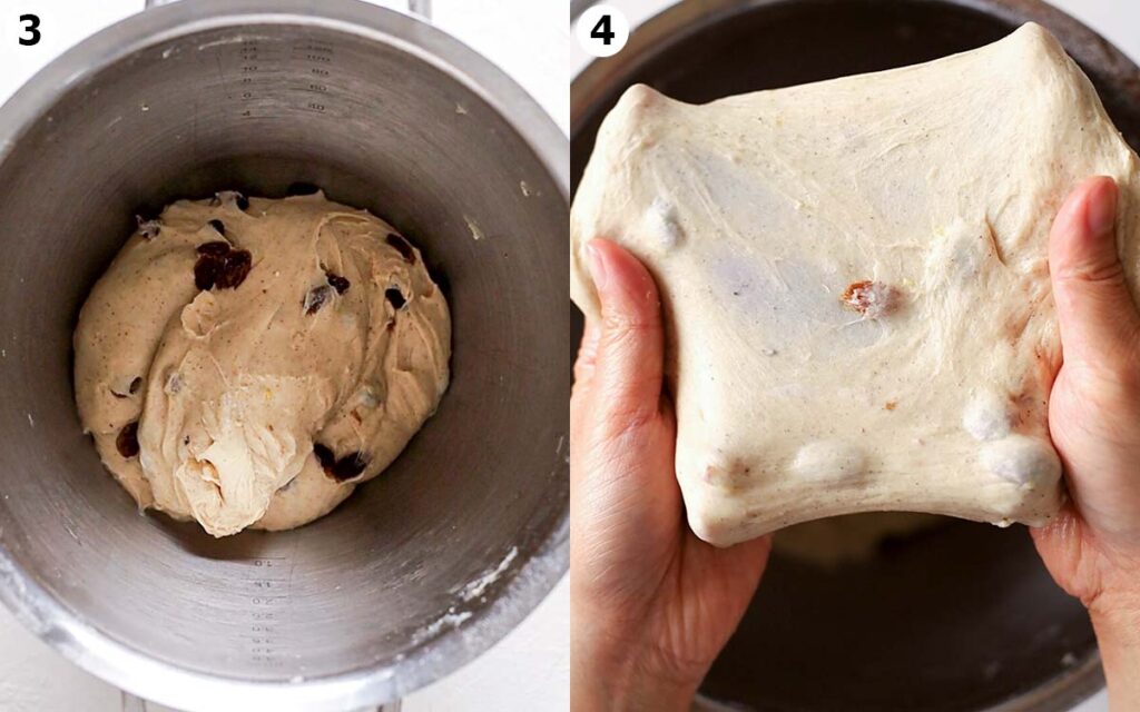 Two image collage of final dough which is soft and stretchy.