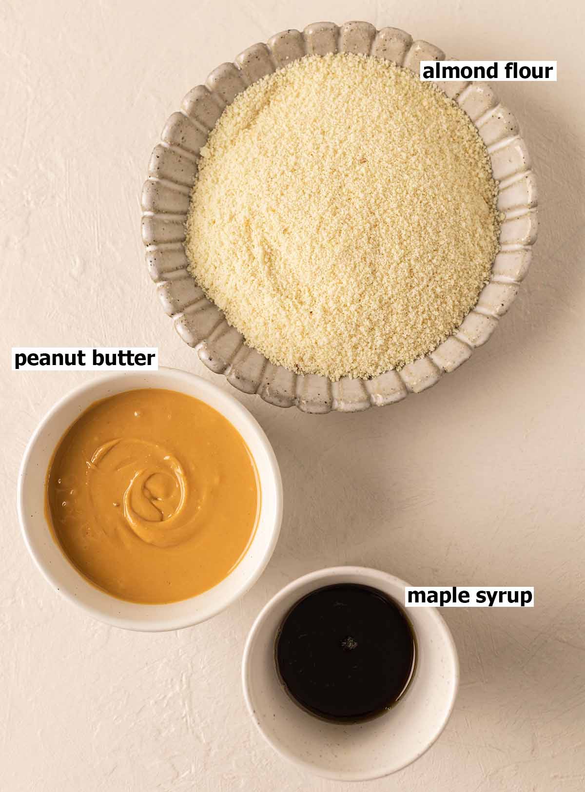 Flatlay of 3 ingredients for cookies.