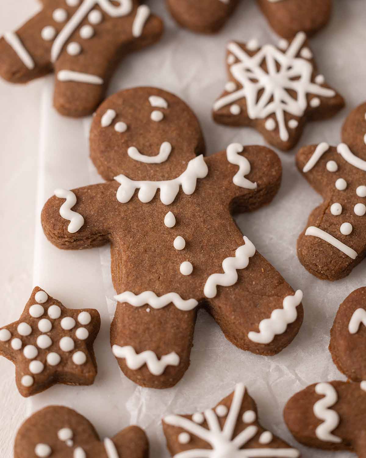 Another example of decorated gingerbread cookie with a happy face.