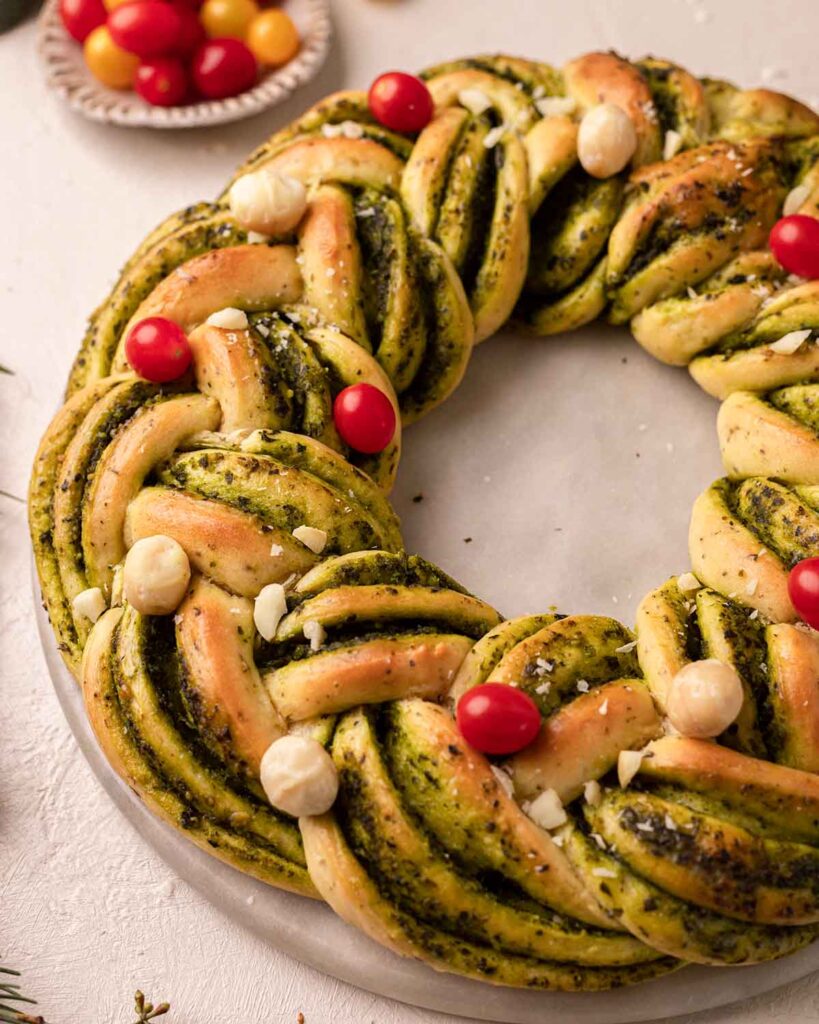 Vegan Pesto Bread Wreath Rainbow Nourishments