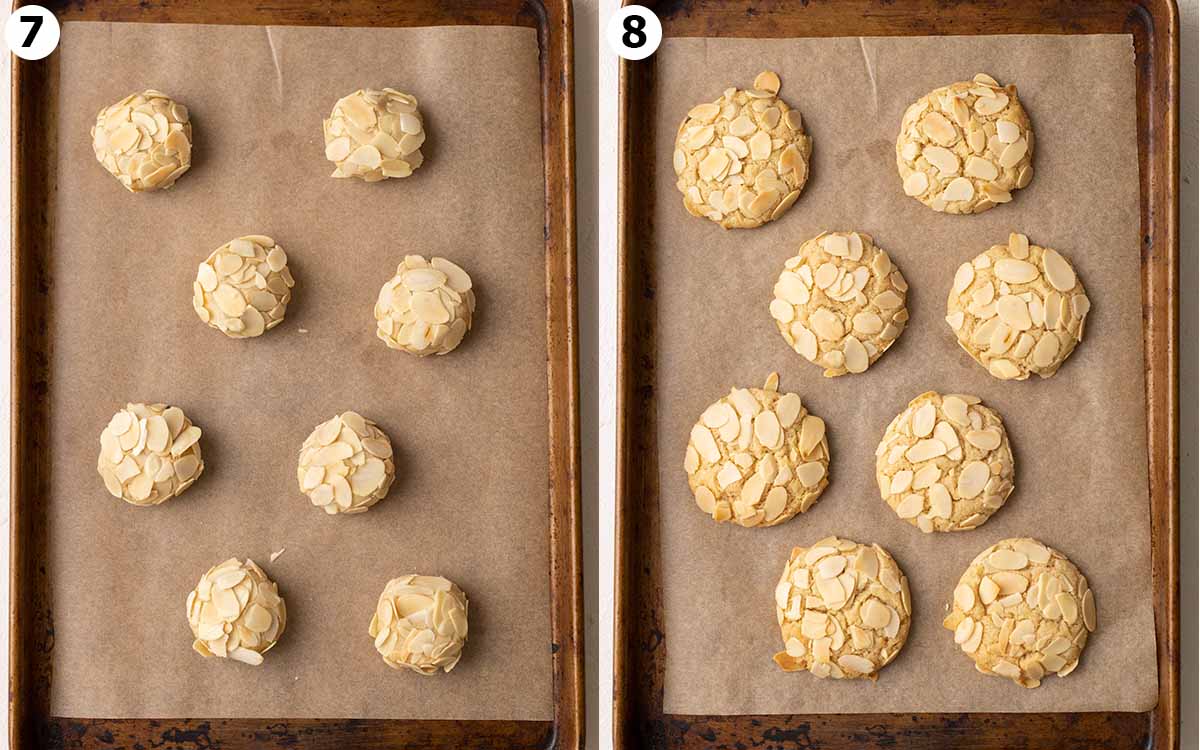 Two image collage of before and after cookies have been baked.