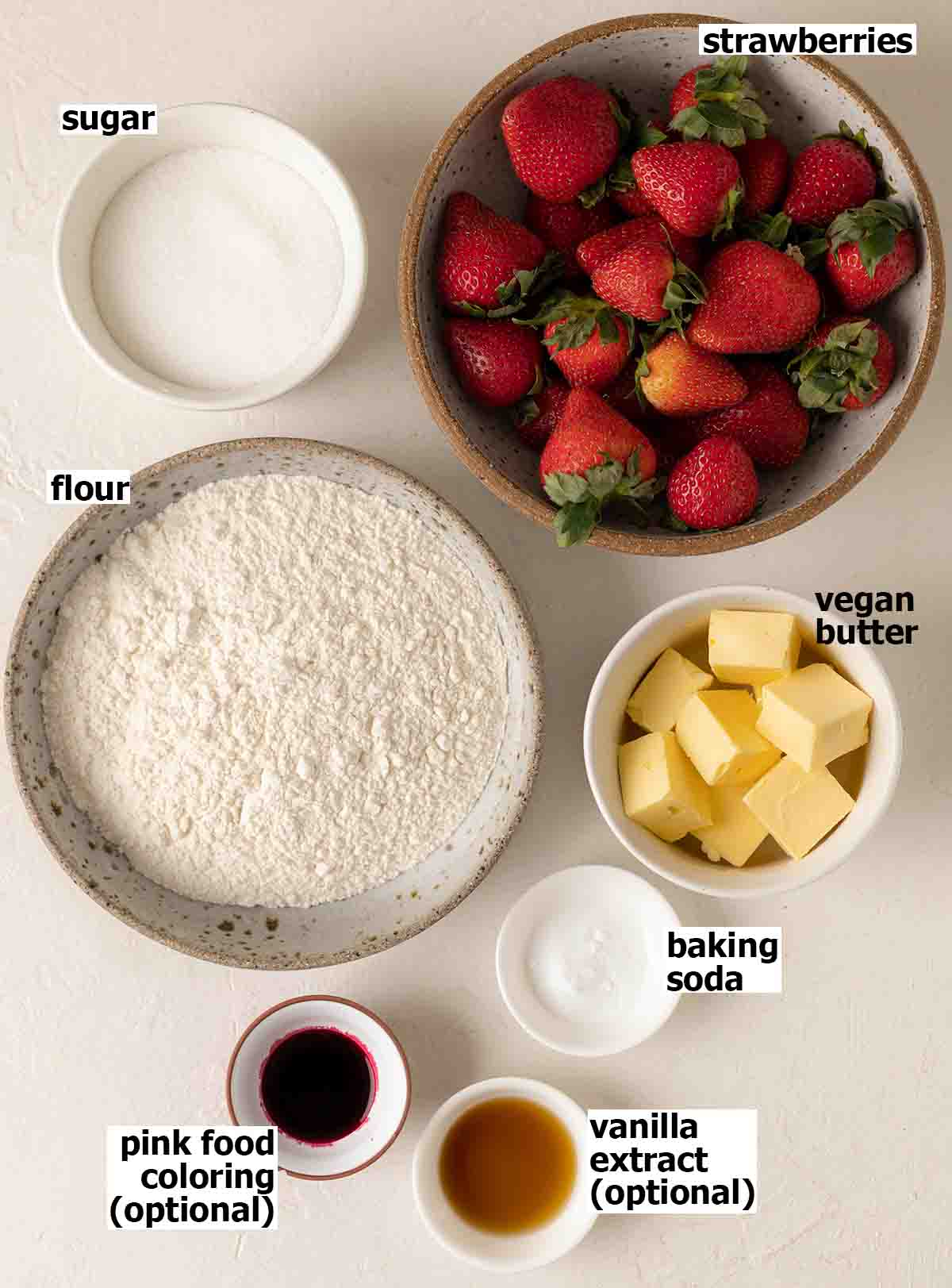 Flat-lay of ingredients for cookies.